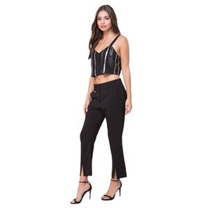 Bebe Black Vented Flare Crop Pants Size 6